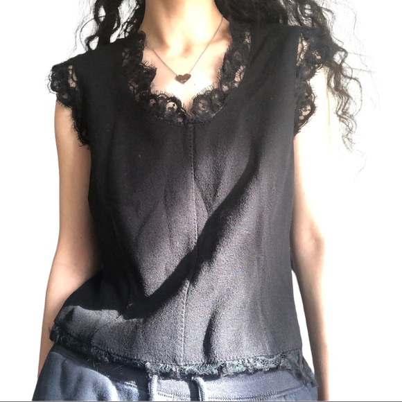 Amuleti vintage lace trim wool Blouse - Picture 3 of 16